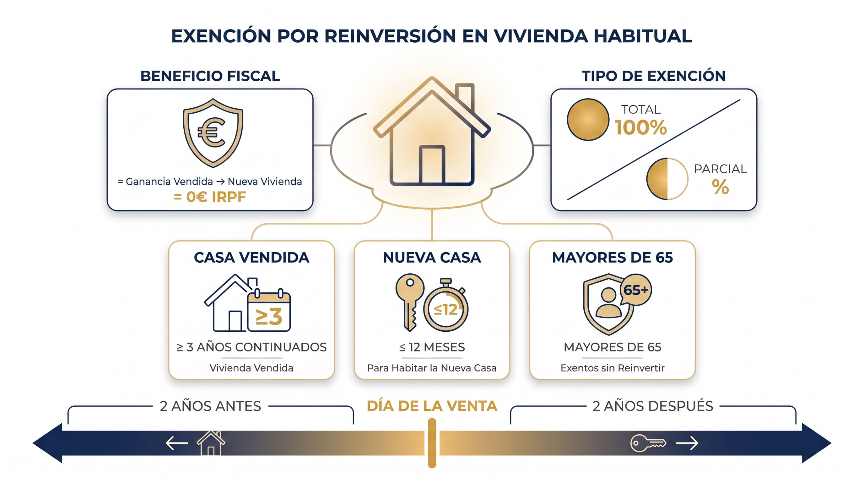 Infografía sobre la exención por reinversión en vivienda habitual