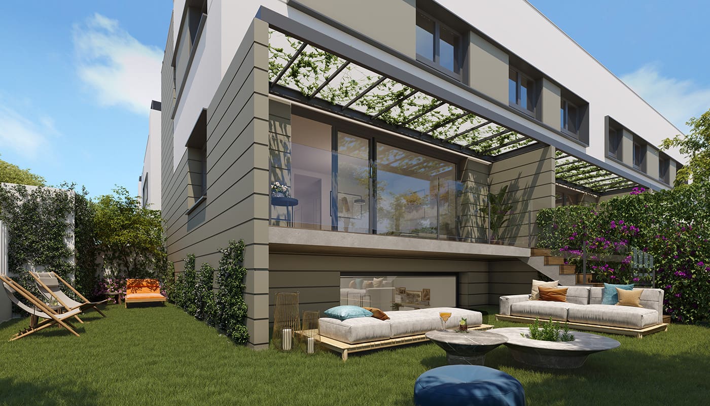 Exterior de la promoción Park 74 de Kronos Homes