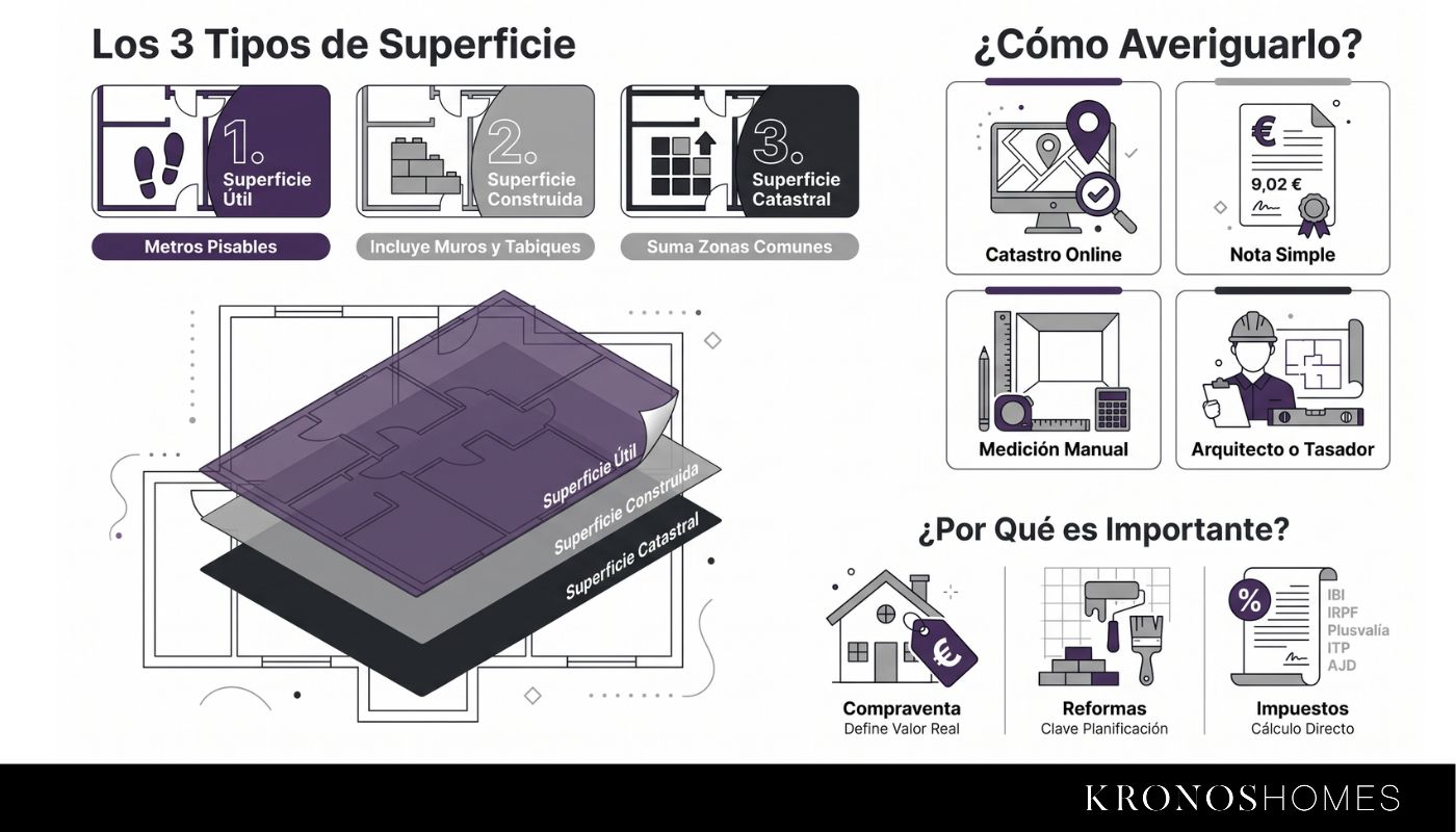 Infografía sobre los metros cuadrados de una vivienda