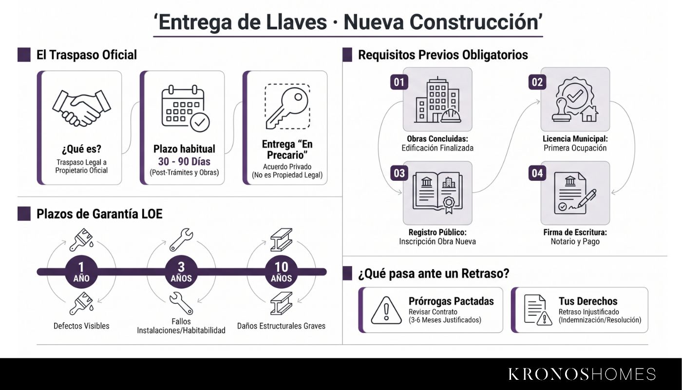 Infografia sobre el proceso de entrega de llaves de una vivienda de obra nueva