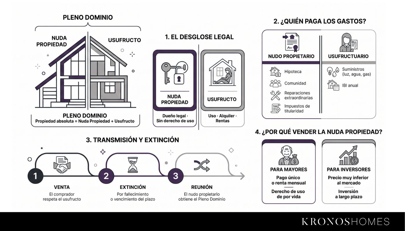 Infografía sobre la diferencia entre nuda propiedad y pleno dominio