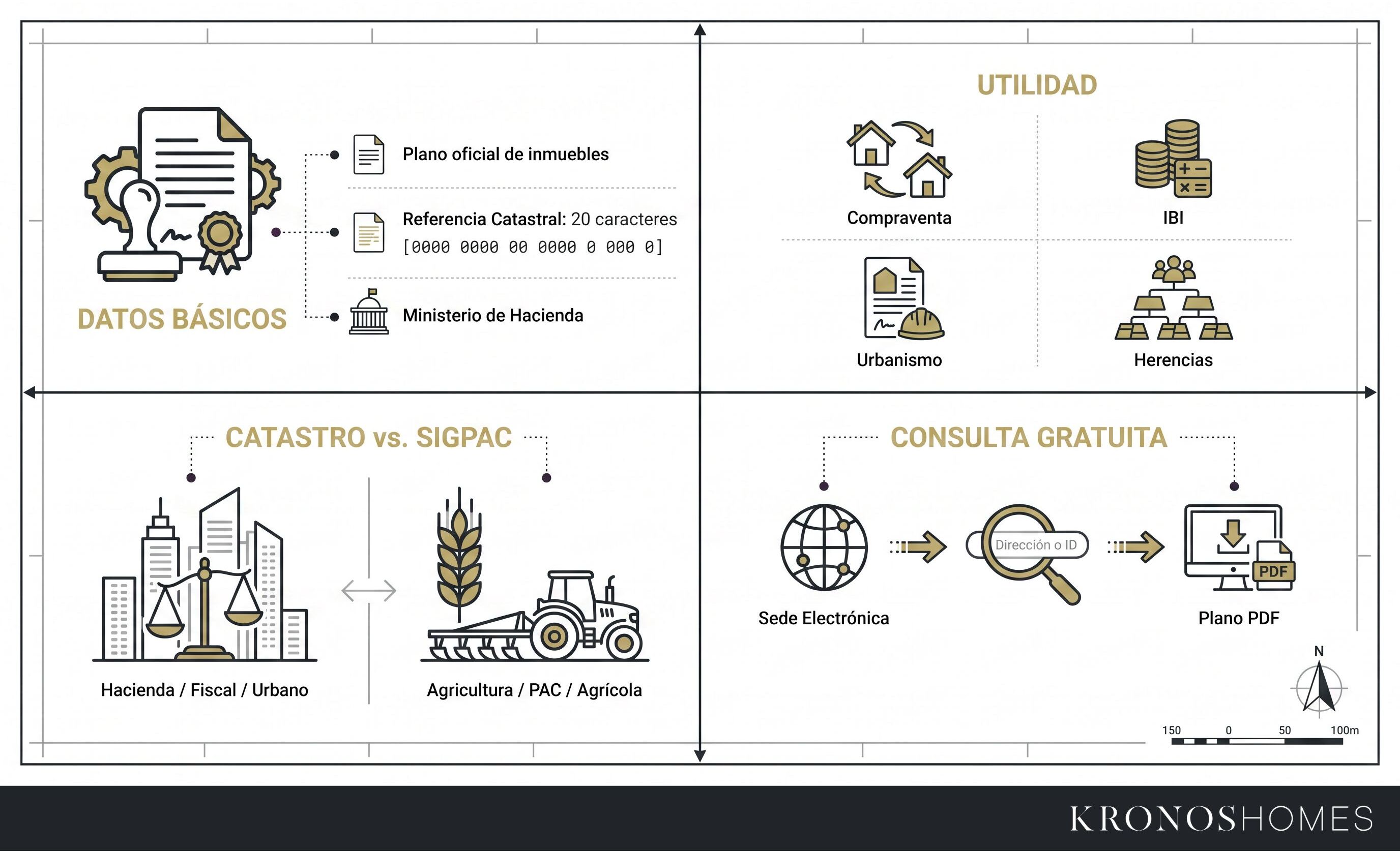 Infografía sobre el mapa catastral de Kronos Homes