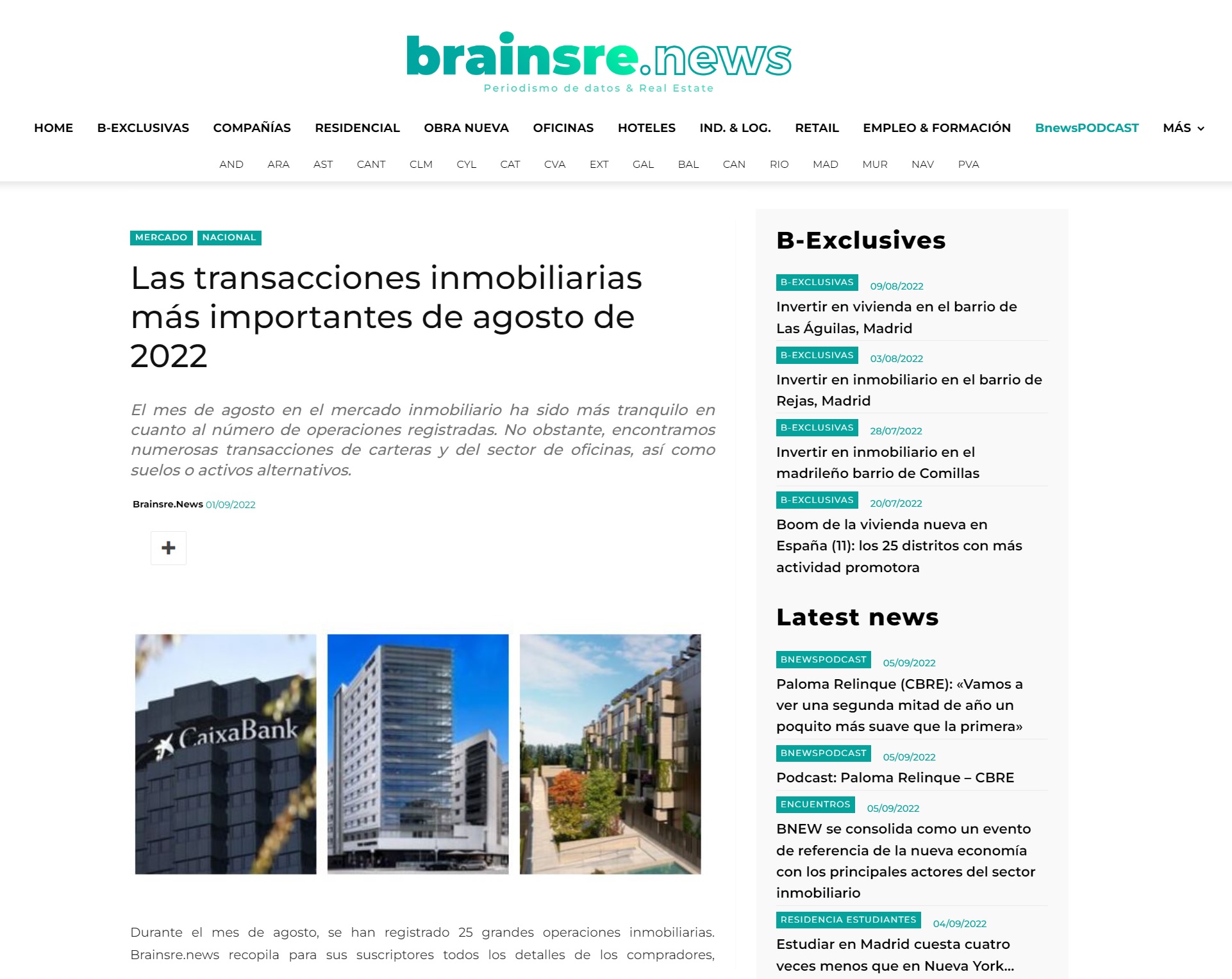 La compra de suelo de Kronos en Madrid, entre las tres operaciones más importantes de agosto