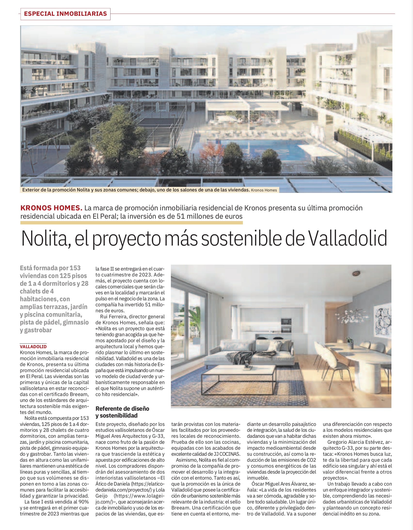Nolita, el residencial más sostenible de Valladolid según el Norte de Castilla