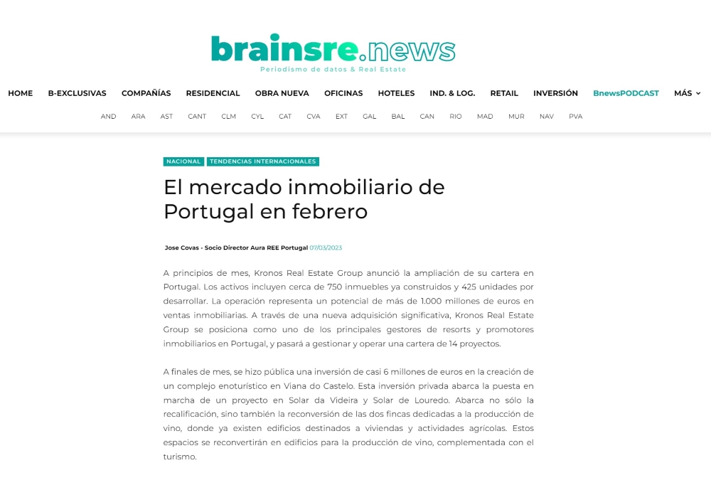 Kronos, líder en el sector inmobiliario de Portugal