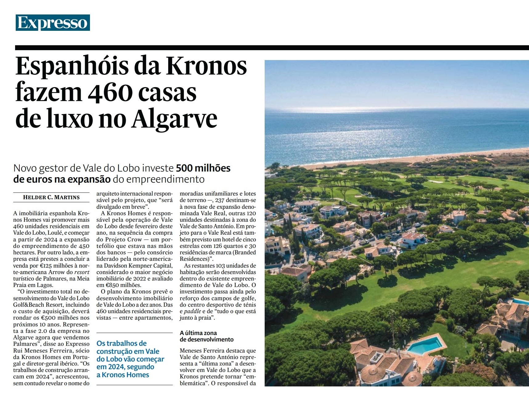 Kronos apuesta por el Algarve en Vale do Lobo